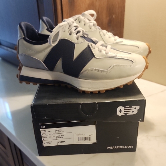New Balance Shoes - New Balance Men's Cream and Navy Sneakers